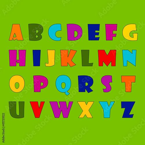 Colorful alphabet in cartoon style. Vector illustration.