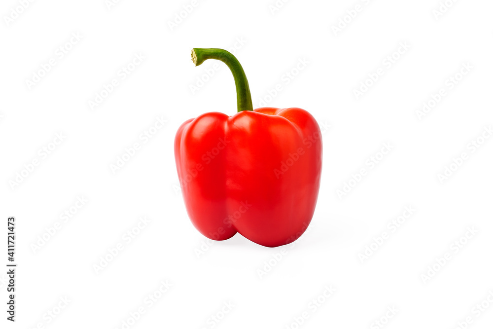 Fresh red bell pepper isolated on white . Fresh red bell pepper isolated on white .