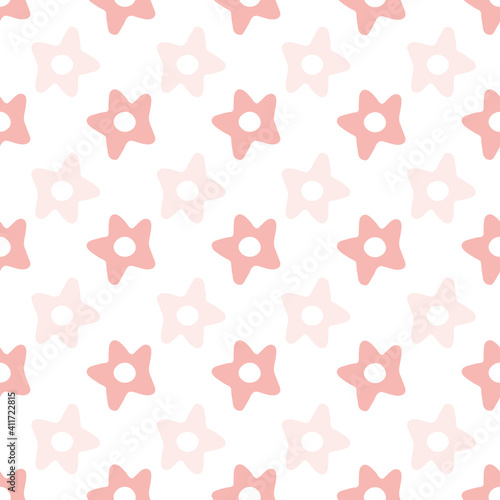 Star pattern design in pink. Cute vector seamless repeat of stars.
