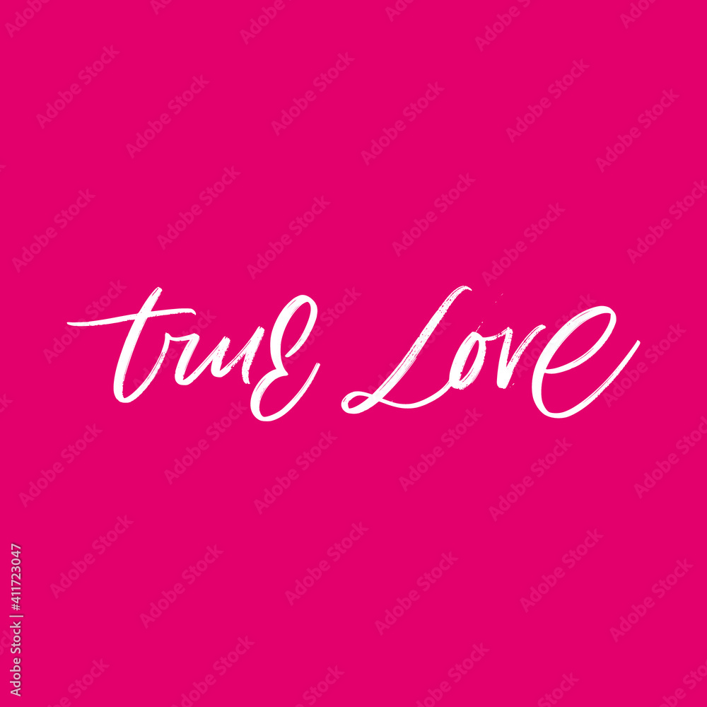 TRUE LOVE. LOVE LETTERING WORDS. FOR ST VALENTINE'S DAY. VECTOR LOVELY GREETING HAND LETTERING