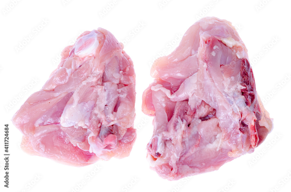 Raw meat. Two pieces of chicken thighs for cooking. Studio Photo Raw meat. Two pieces of chicken thighs for cooking. Studio Photo
