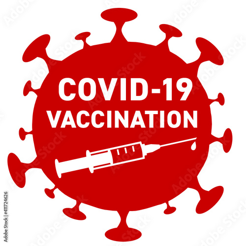 vax Covid-19 vaccination syringe red coronavirus illustration sign vax