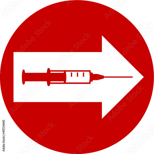 Covid-19 Corona Virus Impfung Spritze Wegweiser Schild