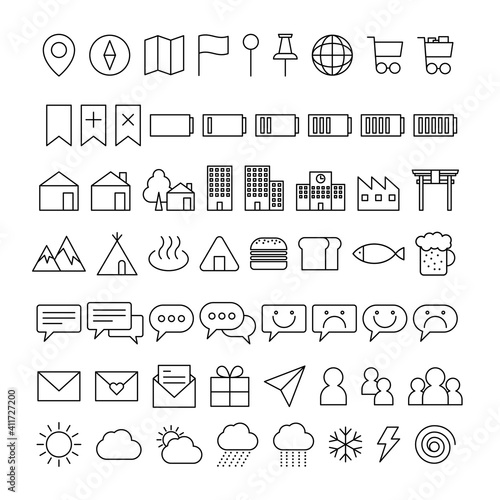 ストローク　アイコン　シンプル　ミニマル　線　モノクロ　白　黒