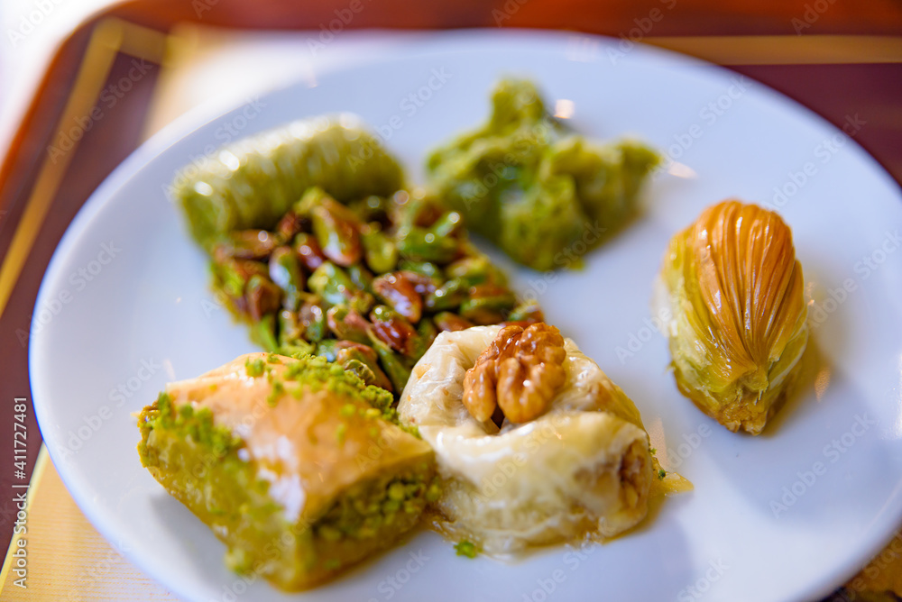Pistachio baklava, one of the most popular sweet dessert in Turkey