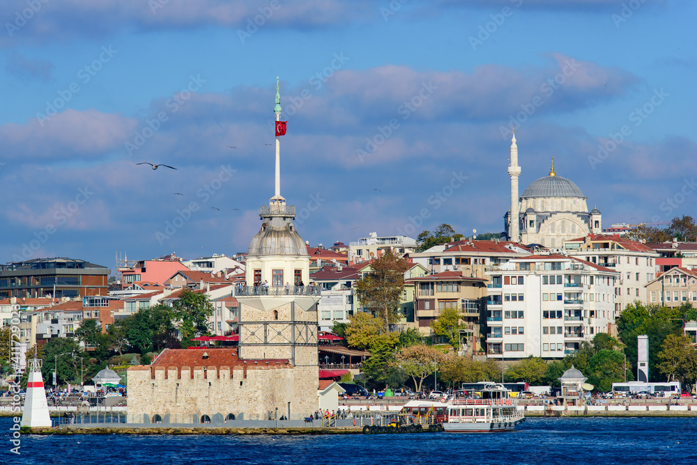 Maiden's Tower (Leander's Tower), a tower on a small island near Uskudar in Istanbul, Turkey
