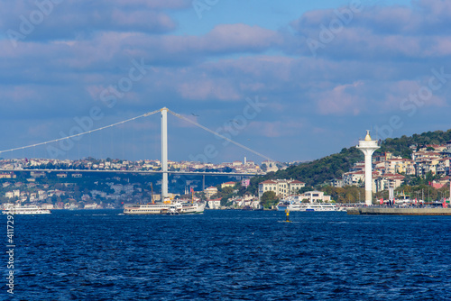 Bosphorus Bridge (15 July Martyrs Bridge), a bridge across Bosphorus Strait in Istanbul, Turkey