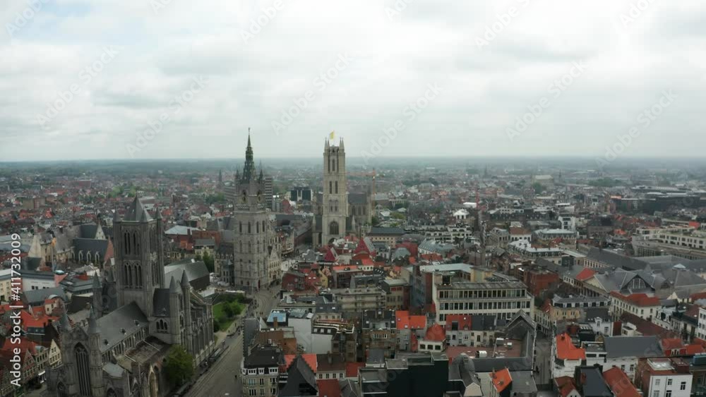 Flight over beautiful Ghent in Belgium Flight over beautiful Ghent in Belgium