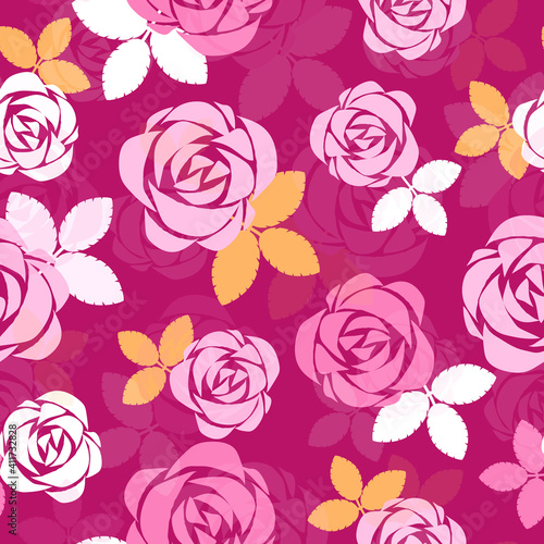 Seamless hand drawn rose flowers pattern background vector illustration for design  © kachaya