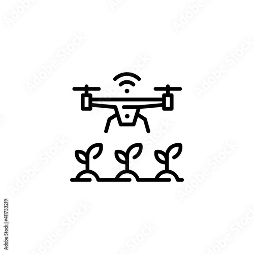 Vector Drone Agriculture Farm Icon