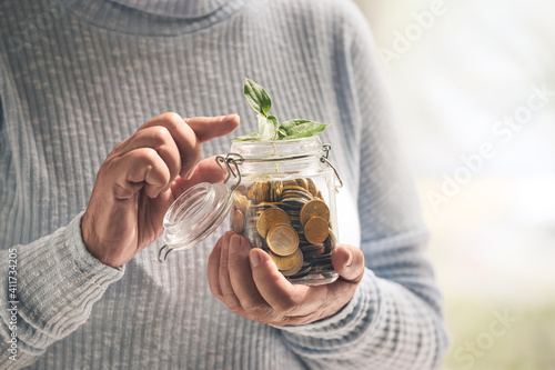 Senior woman with savings a...
