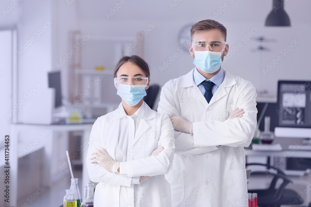 Portrait of young scientists in laboratory Portrait of young scientists in laboratory