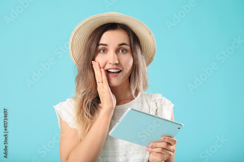 Surprised young woman with ...