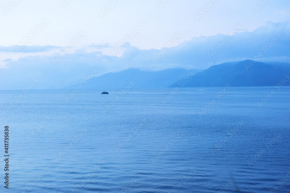 boat on the lake, lake toba, indonesia february 2021