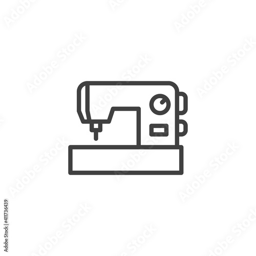 Sewing machine line icon. linear style sign for mobile concept and web design. Electrical sewing machine outline vector icon. Symbol, logo illustration. Vector graphics