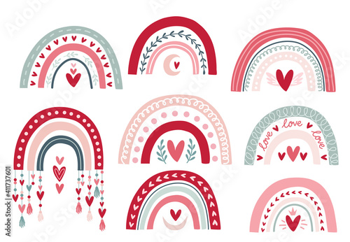 Card Valentine's day in boho style. Bohemian romantic concept