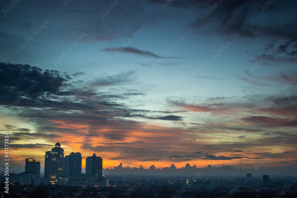 Sunset landscape of Jakarta, Indonesia_01
