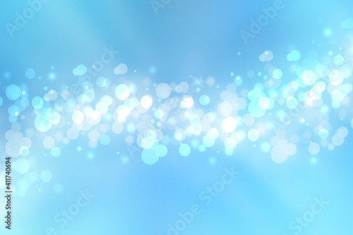 Abstract blurred fresh vivid spring summer light delicate pastel blue turquoise bokeh background texture with bright circular soft color lights. Card concept. Beautiful backdrop illustration.