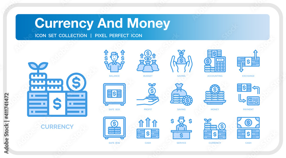Currency and money icon set Currency and money icon set