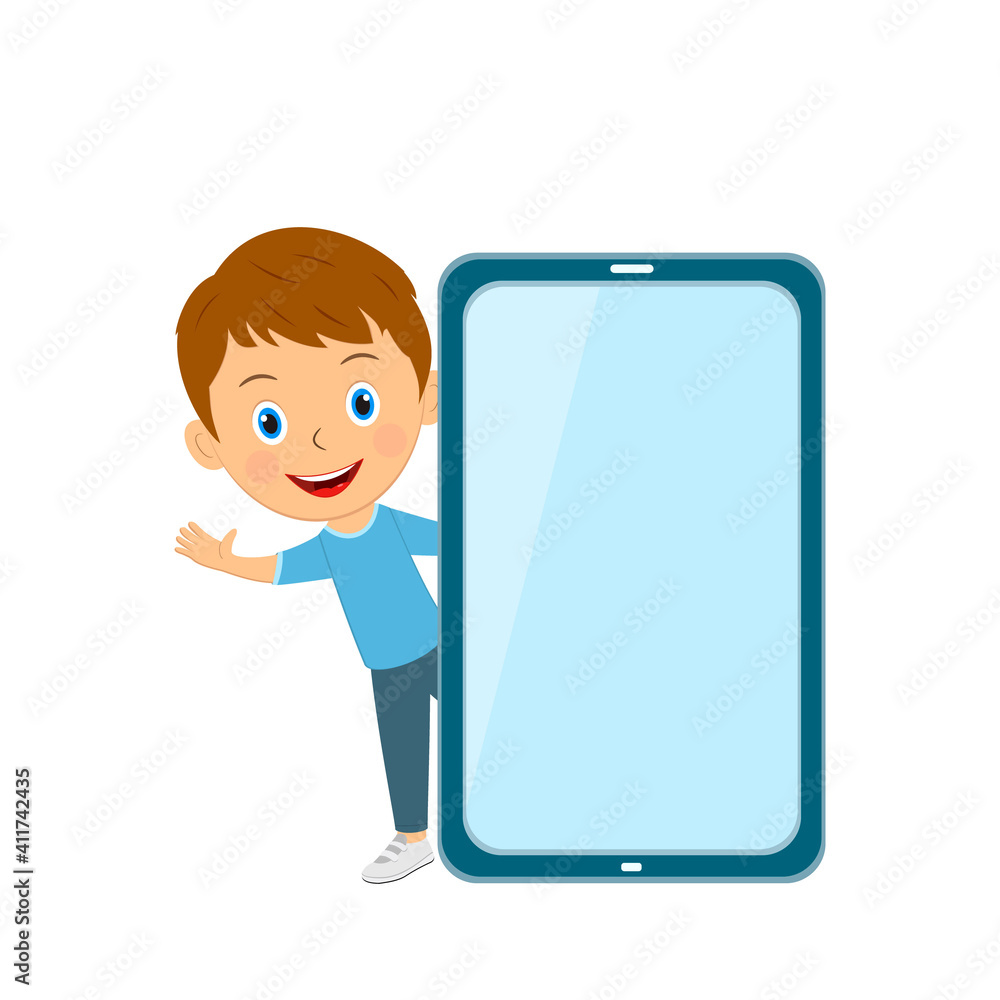 cute cartoon boyl and tablet cute cartoon boyl and tablet