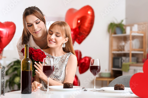 Happy transgender couple ce...