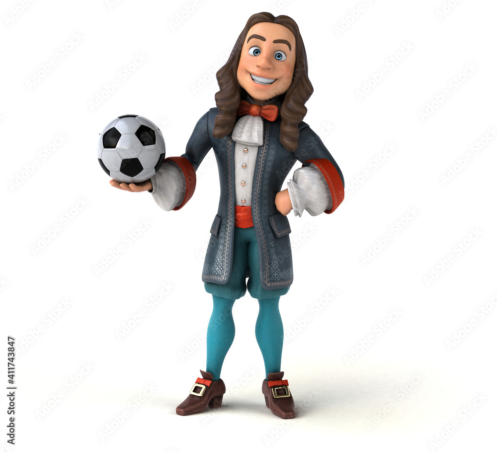 3D Illustration of a cartoon man in historical baroque costume 3D Illustration of a cartoon man in historical baroque costume