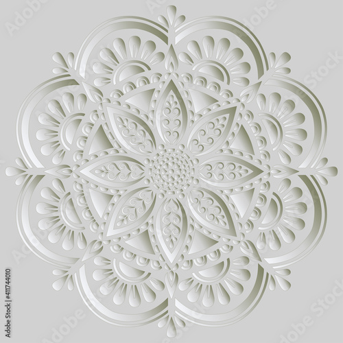 Mandala pattern white 3D gradient good mood