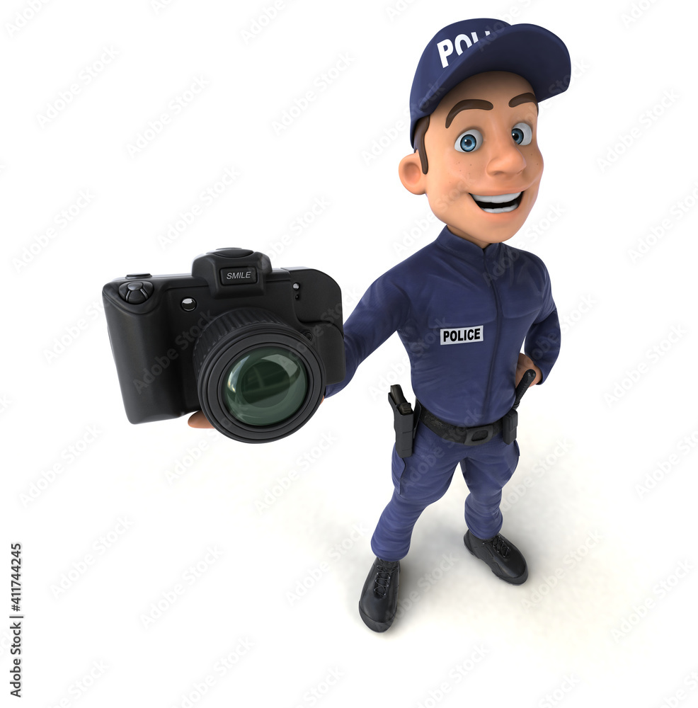 Fun 3D illustration of a cartoon Police Officer Fun 3D illustration of a cartoon Police Officer