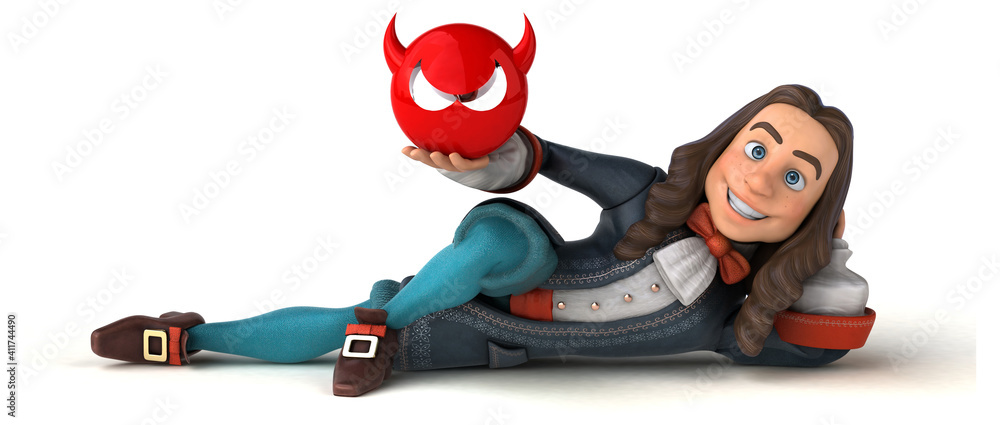 3D Illustration of a cartoon man in historical baroque costume 3D Illustration of a cartoon man in historical baroque costume