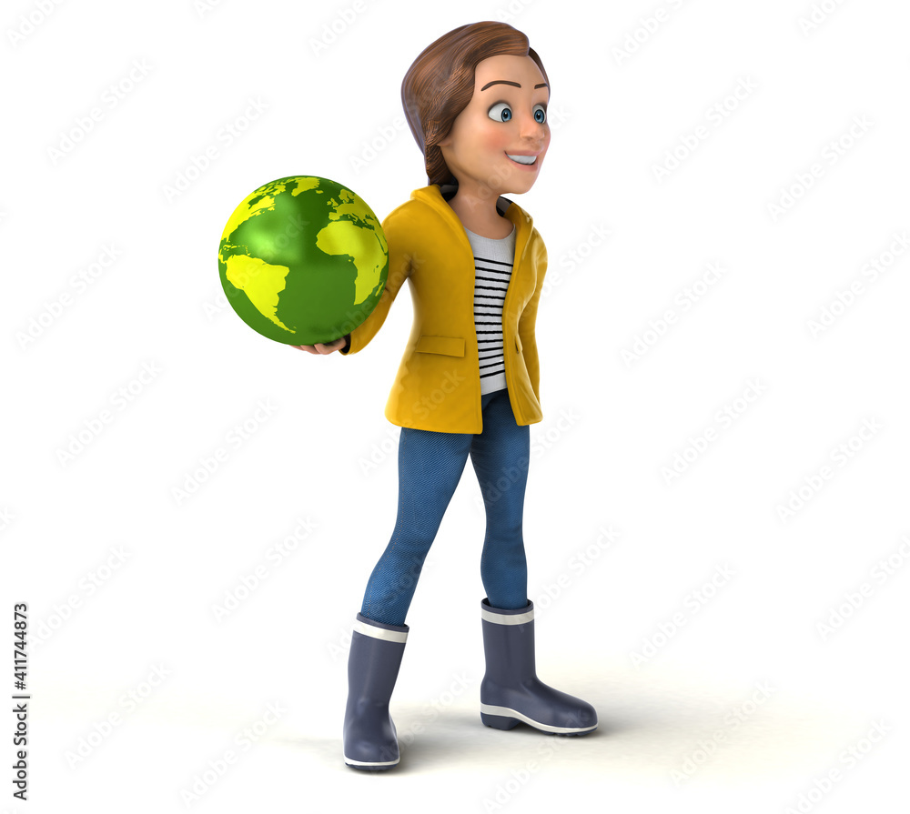 Fun 3D illustration of a cartoon teenage girl Fun 3D illustration of a cartoon teenage girl