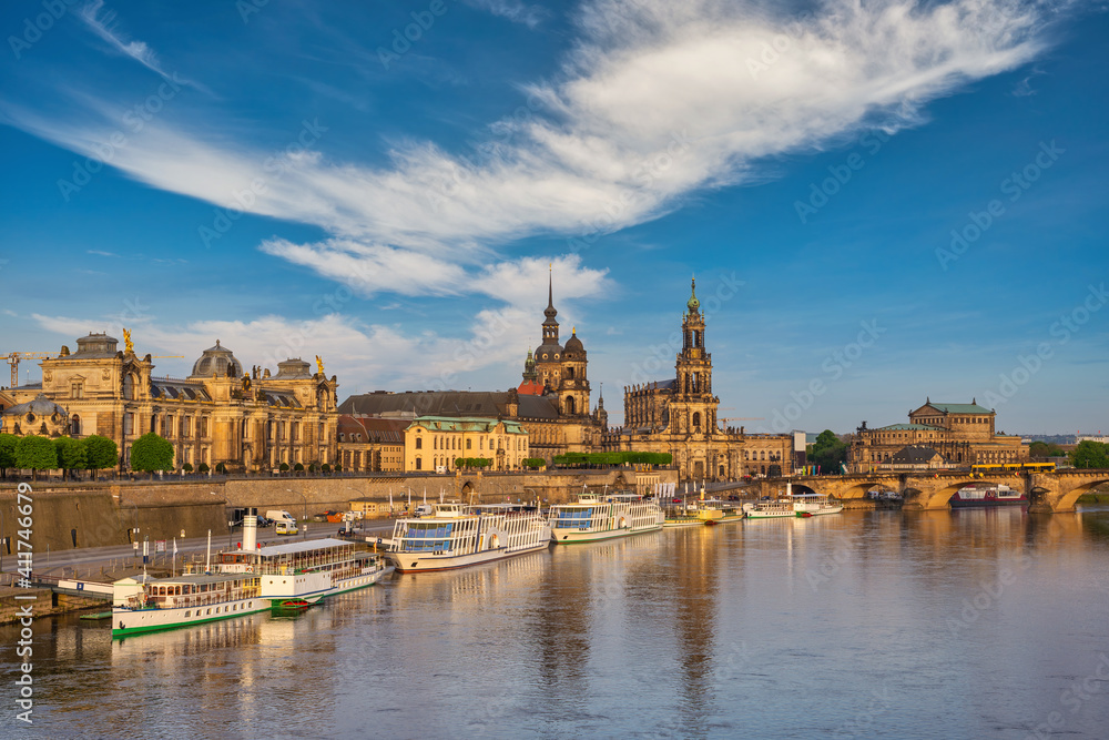 Dresden Germany, city skyline at Elbe River