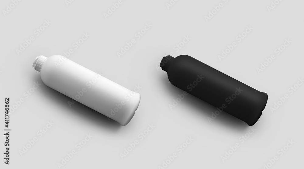 Plastic packaging template with flip top lid, white, black push-pull jar isolated on background. Plastic packaging template with flip top lid, white, black push-pull jar isolated on background.