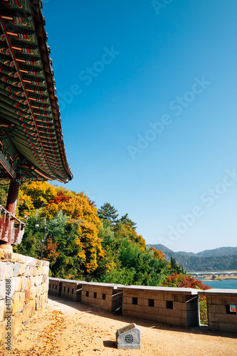 Yeongnamnu pavilion and view of Miryang river at autumn in Miryang, Korea © Sanga