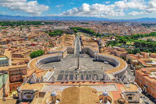 Rome Vatican Italy, high angle view city skyline at St. Peter's Square empty nobody