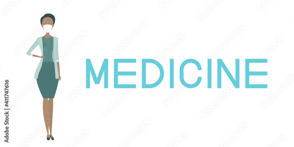 African woman doctor with stethoscope. Vector illustration. African woman doctor with stethoscope. Vector illustration.
