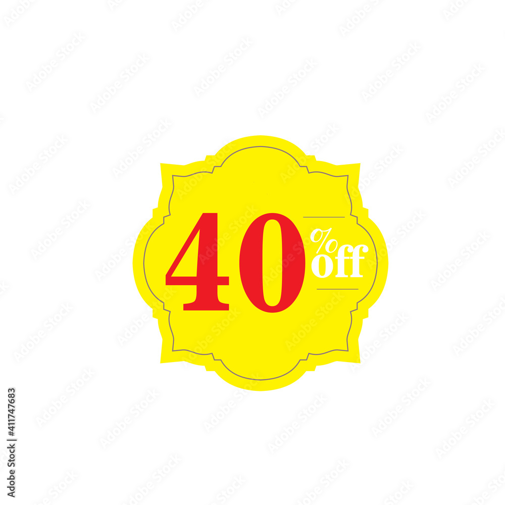 40 % label Discount template design vector illustration.Sale of special offers