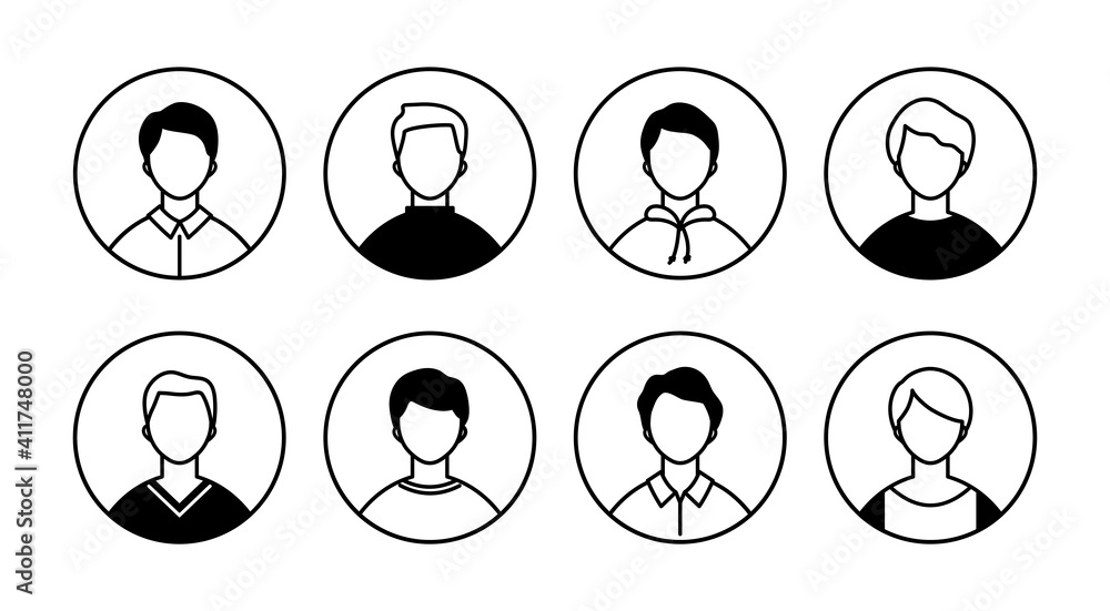 男性のアイコンのセット シンプル バリエーション 代 30代 男 上半身 バリエーション 丸 Stock Vector Adobe Stock