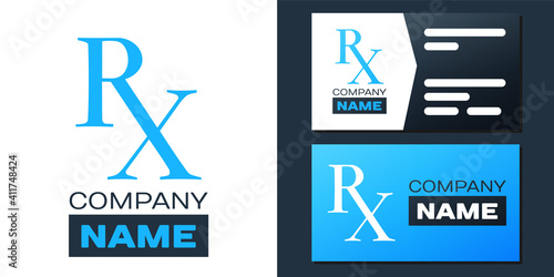 Logotype Medicine symbol Rx prescription icon isolated on white background. Logo design template element. Vector.