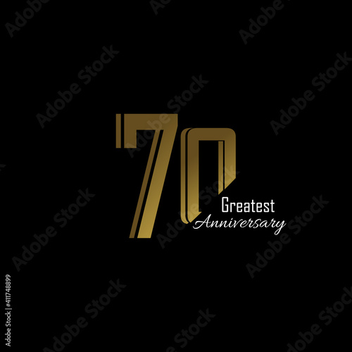 70 Year Anniversary Logo Vector Template Design Illustration gold and black