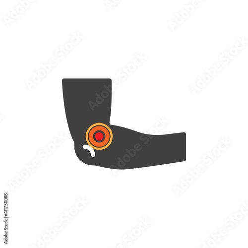 Elbow joint pain vector icon. Painful arm filled flat sign for mobile concept and web design. Human elbow ache glyph icon. Symbol, logo illustration. Vector graphics