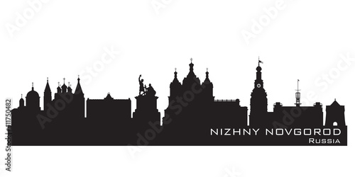 Nizhny Novrogod Russia city skyline vector silhouette