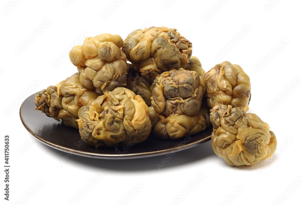 hot pickled mustard tuber on white background hot pickled mustard tuber on white background