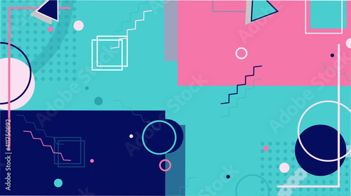 Modern hipster memphis pink tosca background vector for wallpaper, powerpoint presentation, poster, flyer, card, online business, creative content, youtube thumbnail, artsy content, graphic designer