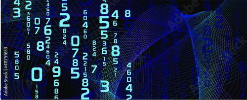 background with numbers in rhythmic dimensions.	