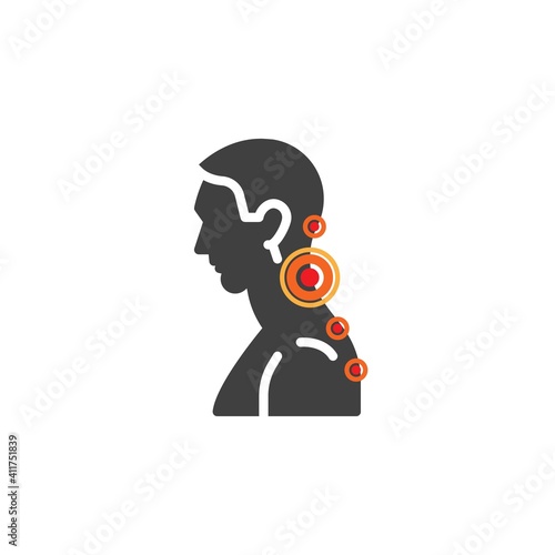Backache problem vector icon. filled flat sign for mobile concept and web design. Pain in back glyph icon. Symbol, logo illustration. Vector graphics