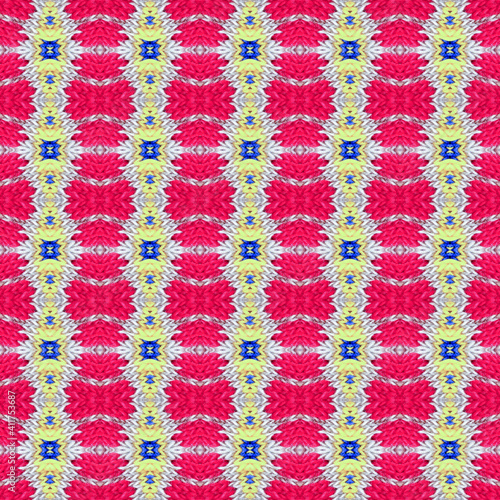 Colorful knitted texture. Geometric ikat seamless knitting pattern Handmade texture  fall winter fashion  fabric  Xmas holiday background Winter knit woolen pattern Scandinavian seamless pattern.