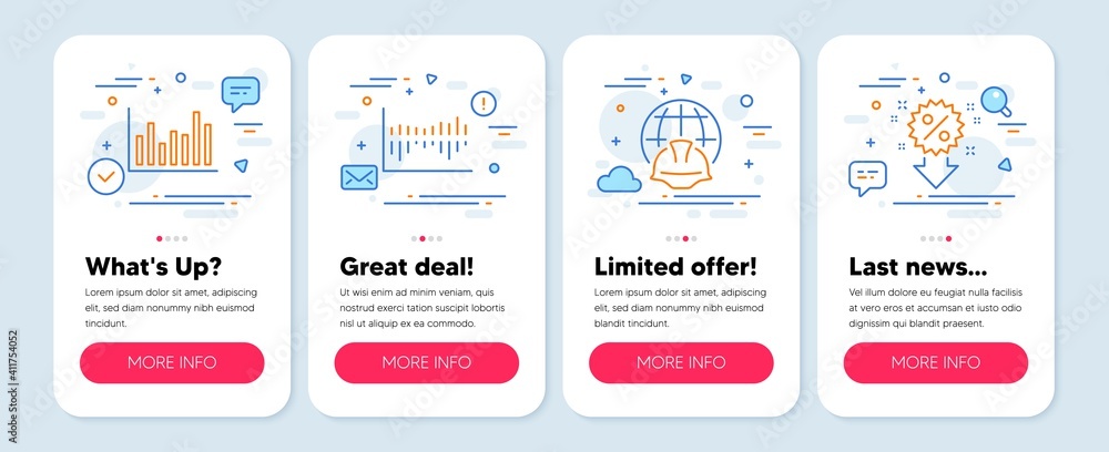 Set of line icons, such as Global engineering, Column diagram, Bar diagram symbols. Mobile screen app banners. Discount line icons. Web architecture, Sale statistics, Statistics infochart. Vector Set of line icons, such as Global engineering, Column diagram, Bar diagram symbols. Mobile screen app banners. Discount line icons. Web architecture, Sale statistics, Statistics infochart. Vector