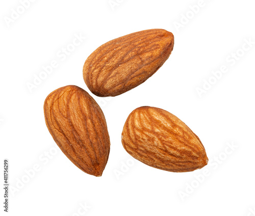 almond nuts on white background