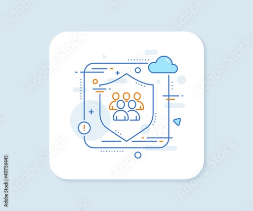 Group line icon. Abstract vector button. Business management sign. Teamwork symbol. Group line icon. Protect shield concept. Vector