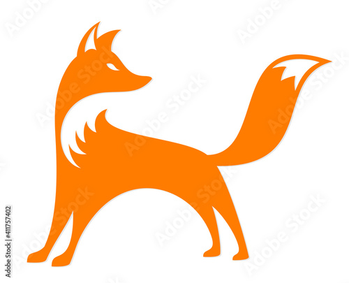 A symbol of a stylized red fox.